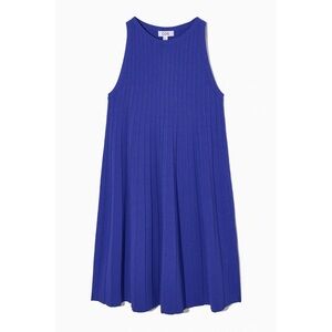 COS Pleated A-Line Mini Dress Cobalt Blue Sz S NWT